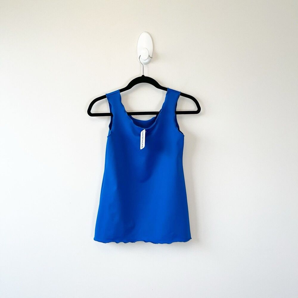 Haystacks Stretch Tank Top Blue Lettuce Hem Vacation Women's Size Medium NWT's